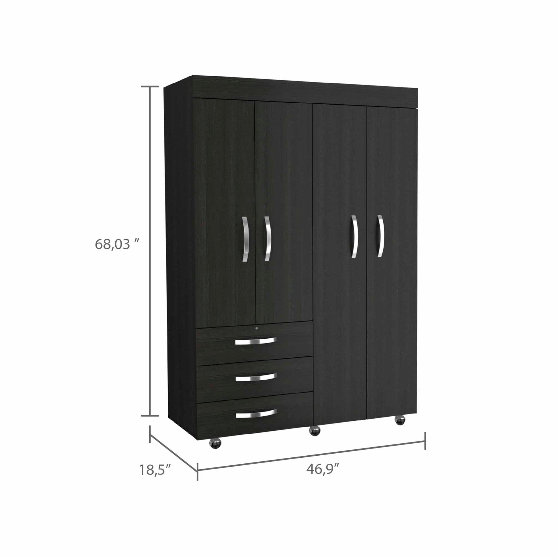 Isla Vista 3 Drawer Armoire Black Wengue Black Bedroom Particle Board