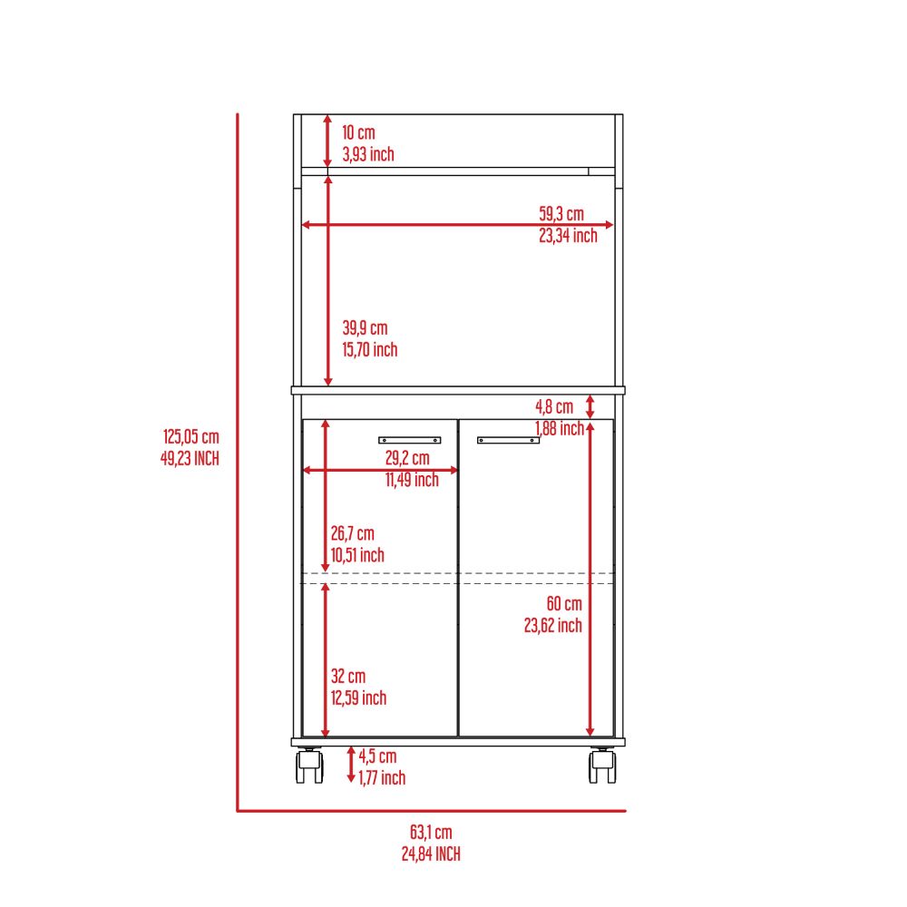 Charlotte 1 Shelf 2 Door Kitchen Pantry White White Particle Board