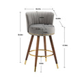 Coolmore Counter Height Bar Stools Set Of 2 For Kitchen Counter Solid Wood Legs With A Fixed Height Of 360 Degrees Gray Solid Wood