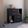 Brooks 2 Shelf 4 Drawer Dresser Black Wengue Black Particle Board