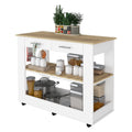 Rockaway 2 Drawer 2 Shelf Kitchen Island White And Light Oak White Particle Board