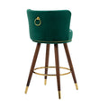Coolmore Counter Height Bar Stools Set Of 2 For Kitchen Counter Solid Wood Legs With A Fixed Height Of 360 Degrees Emerald Solid Wood