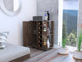 Bartlet 2 Shelf 6 Bottle Bar Cart With Division Dark Walnut Brown Particle Board