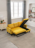 United We Win Sectional Sofa Reversible Sectional Sleeper Sectional Sofa With Storage Chaise Mustard Polyester