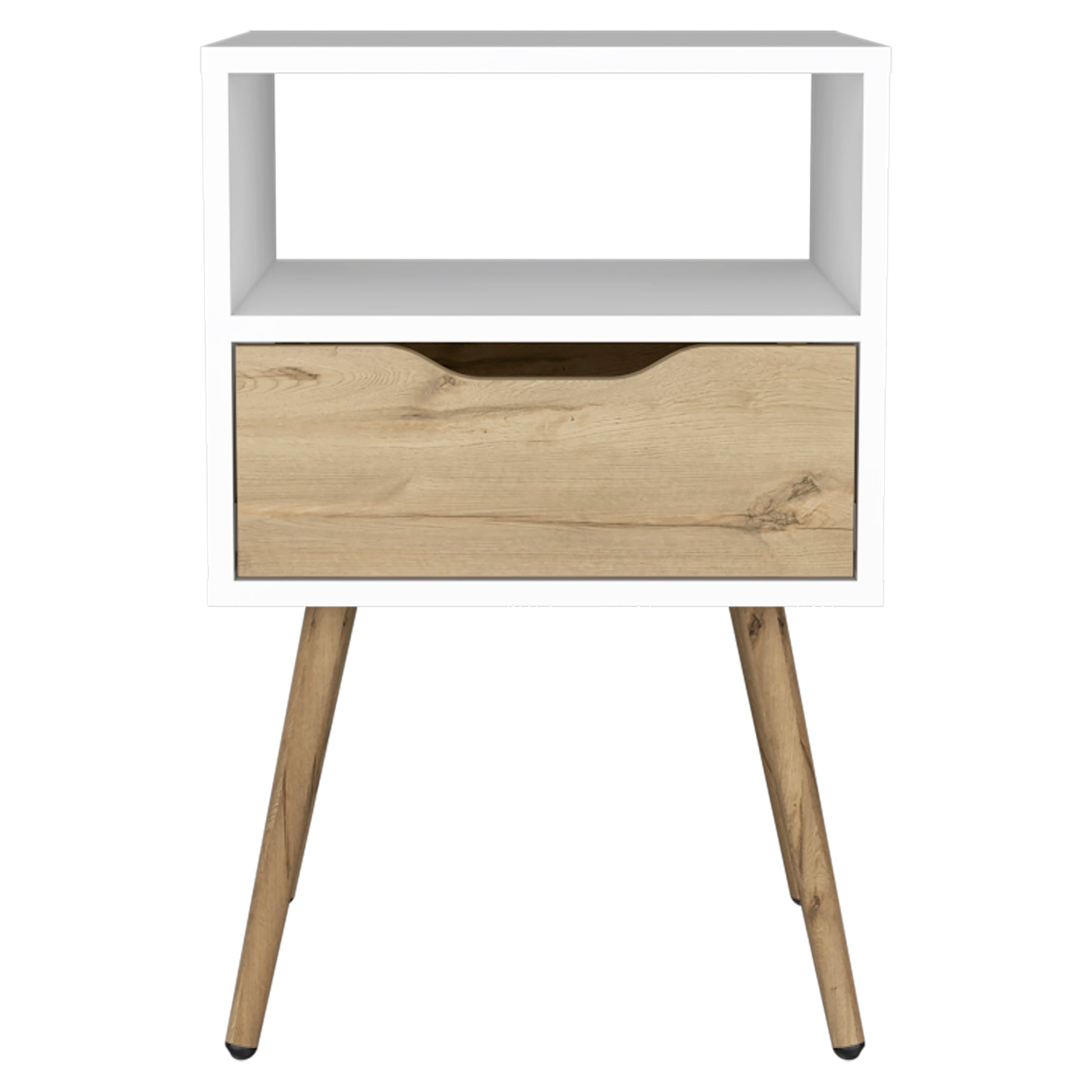 Haverson 1 Drawer 1 Shelf Nightstand White And Light Oak White Particle Board