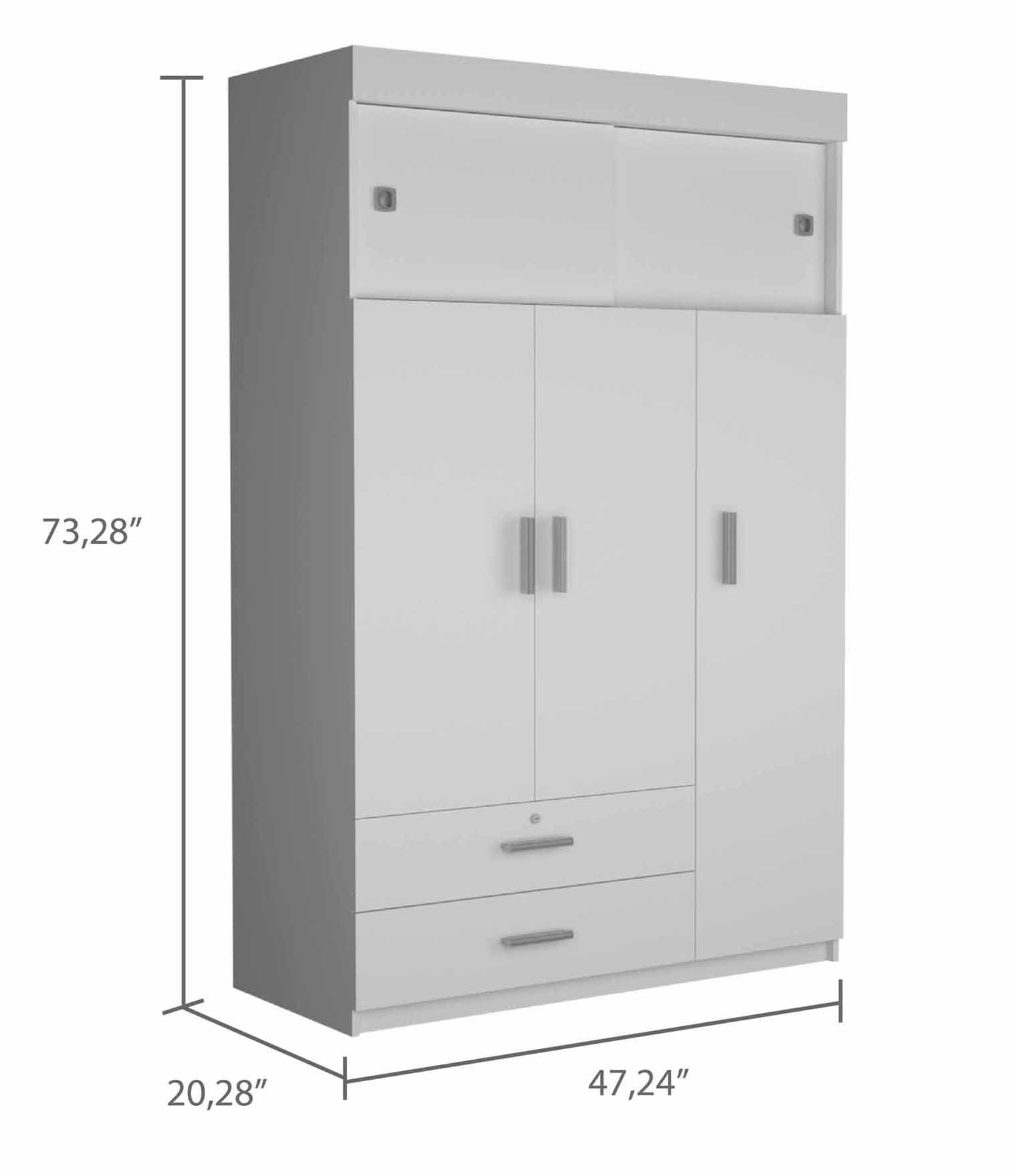 Kingswood 2 Drawer Rectangle Armoire White White Particle Board