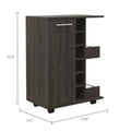 Bartlet 2 Shelf 6 Bottle Bar Cart With Division Carbon Espresso Brown Particle Board