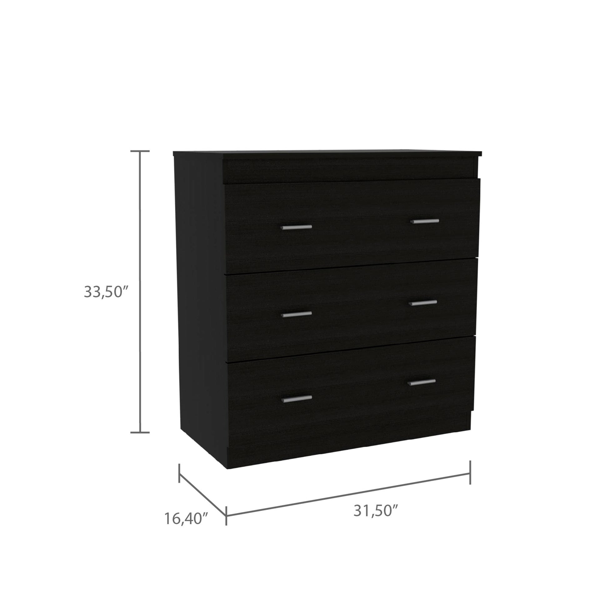 Montclair 3 Drawer Dresser Black Black Particle Board