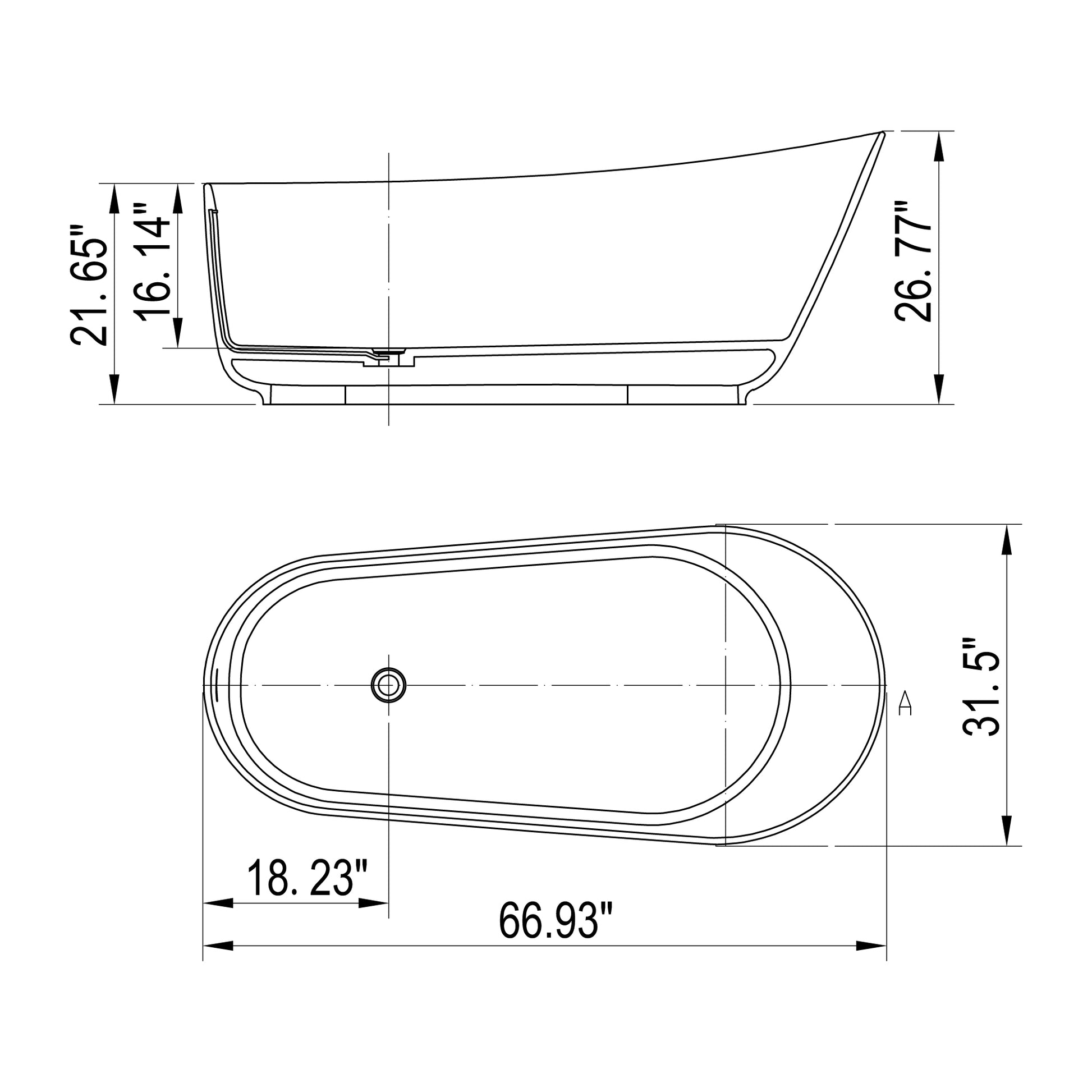 67 Inch Solid Surface Stone Resin Oval Shape Soaking Bathtub With Overflow For The Bathroom Matte White Oval Bathroom Freestanding Tubs Matte 61 69 In Contemporary,Luxury,Minimalist,Modern Soaking Right Solid Surface