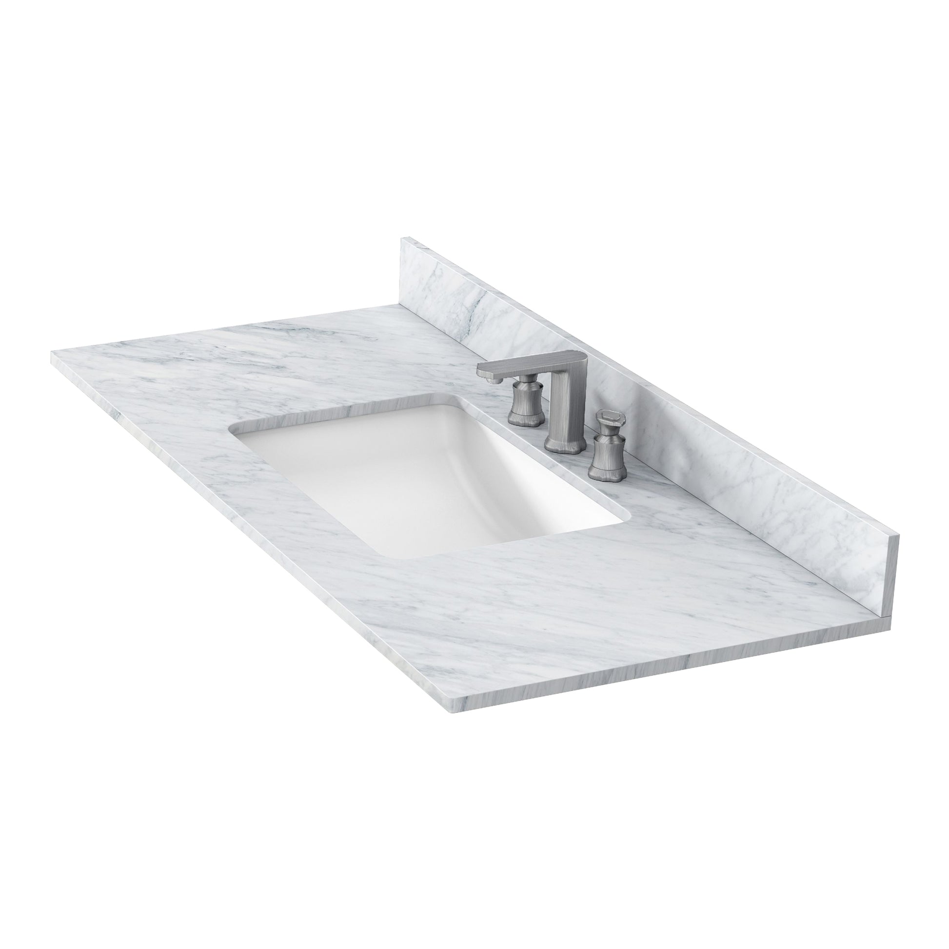 Bathroom Vanity Top49 "X 22" Natural Stonecarrara White Natural Marble, Cupc Ceramic Sink And Three Hole Faucet Hole With Backsplash White Stone