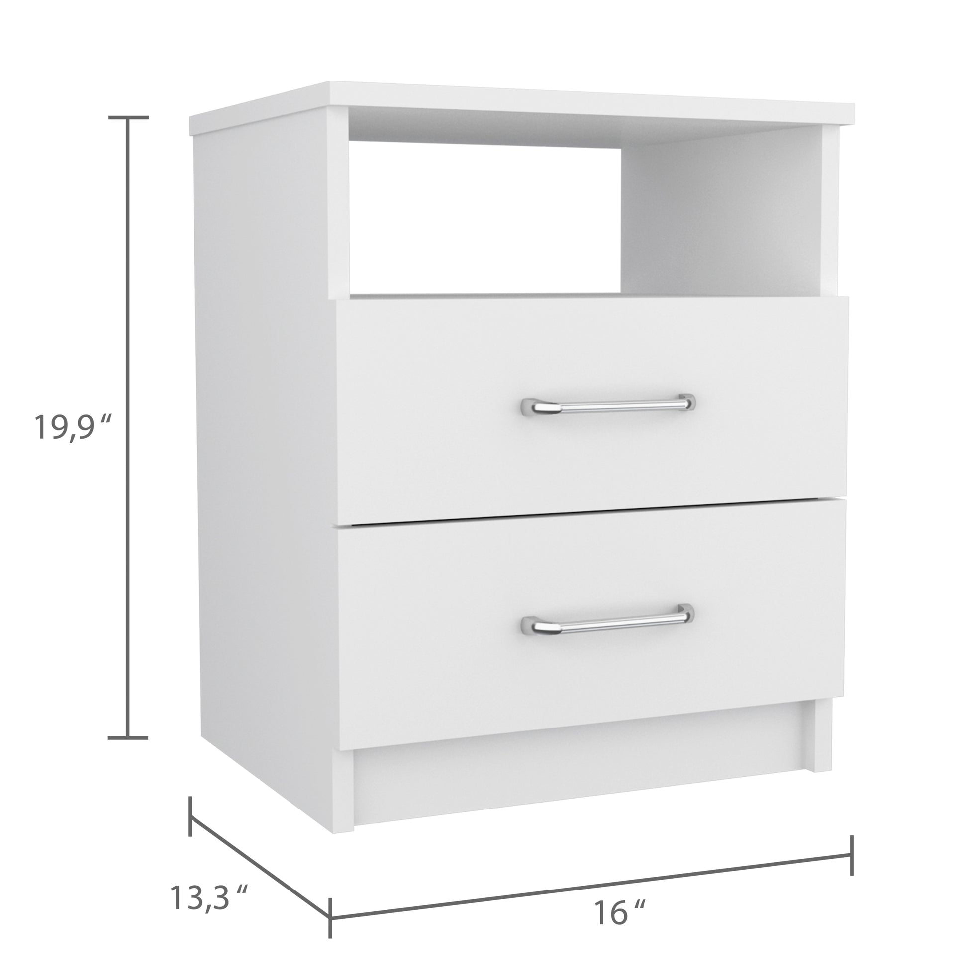 Brookeline 2 Drawer 1 Shelf Rectangle Nightstand White White Particle Board