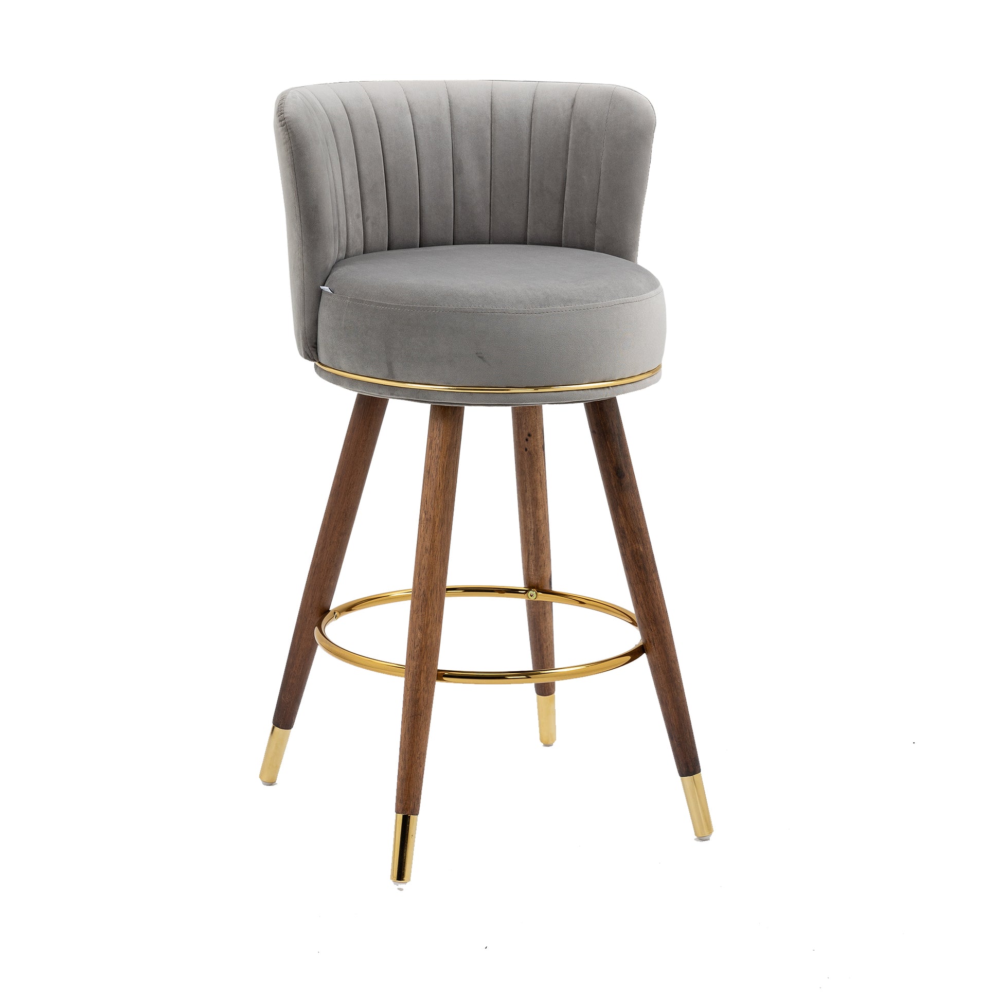 Coolmore Counter Height Bar Stools Set Of 2 For Kitchen Counter Solid Wood Legs With A Fixed Height Of 360 Degrees Gray Solid Wood