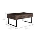 Dark Walnut 1 Drawer Rectangle Liftable Top Coffee Table Brown Particle Board