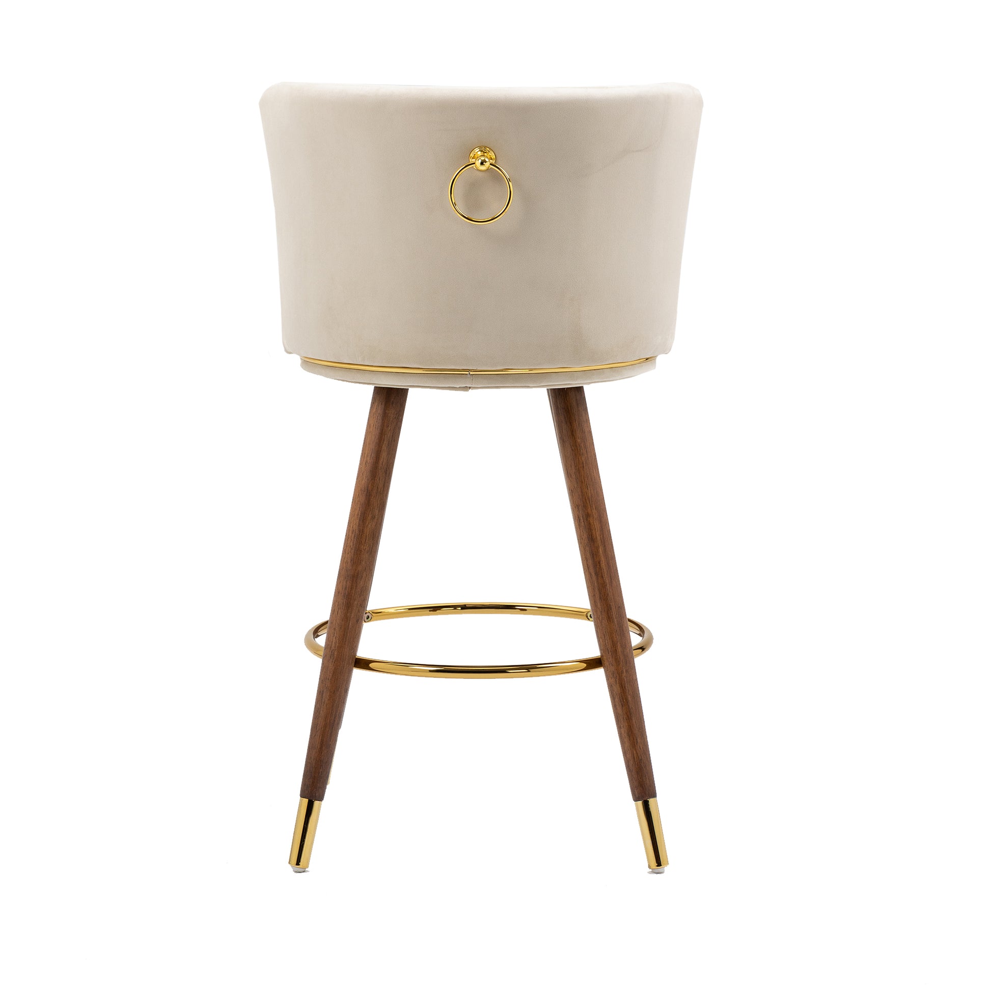 Coolmore Counter Height Bar Stools Set Of 2 For Kitchen Counter Solid Wood Legs With A Fixed Height Of 360 Degrees Ivory Solid Wood