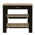 Rockaway 1 Drawer 2 Shelf Kitchen Island Black Wengue And Light Oak Black Particle Board