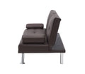 Video Brown Leather Multifunctional Double Folding Sofa Bed For Office With Coffee Table Brown Foam Pvc 2 Seat