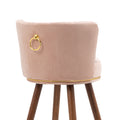 Coolmore Counter Height Bar Stools Set Of 2 For Kitchen Counter Solid Wood Legs With Fabric With A Fixed Height Of 360 Degrees Pink Solid Wood