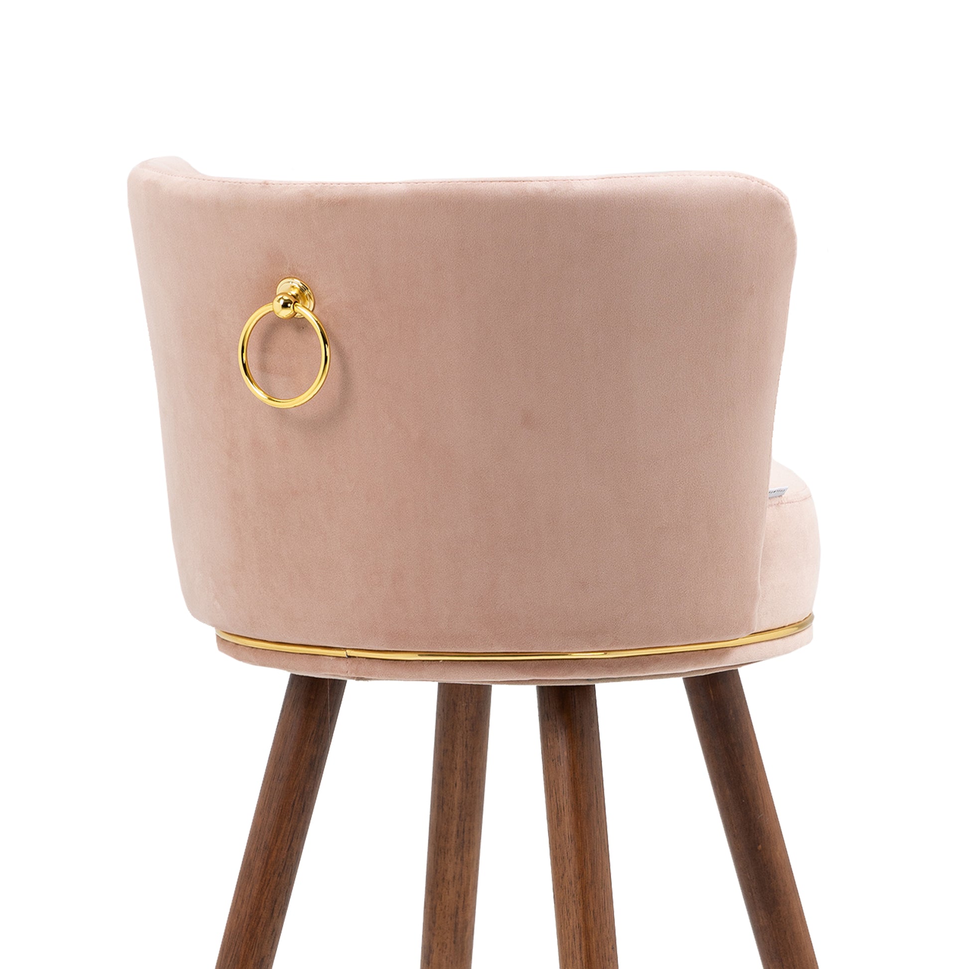 Coolmore Counter Height Bar Stools Set Of 2 For Kitchen Counter Solid Wood Legs With Fabric With A Fixed Height Of 360 Degrees Pink Solid Wood