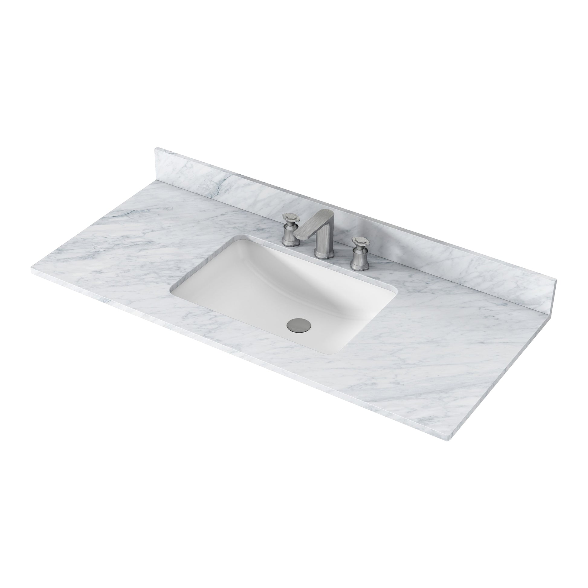 Bathroom Vanity Top49 "X 22" Natural Stonecarrara White Natural Marble, Cupc Ceramic Sink And Three Hole Faucet Hole With Backsplash White Stone