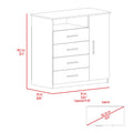 Baylon 4 Drawer 1 Shelf Dresser White White Particle Board