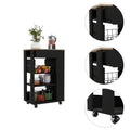 Black Wengue And Light Oak 5 Shelf 1 Drawer Kitchen Cart Black Particle Board