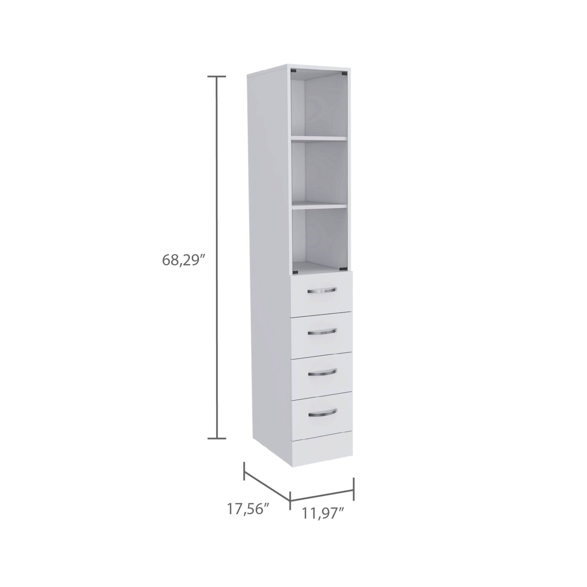 White 3 Drawer 3 Shelf Linen Cabinet Freestanding 3 4 Drawers White White Primary Living Space Drawers Included Particle Board