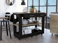 Rockaway 2 Drawer 2 Shelf Kitchen Island Black Wengue And Light Oak Black Particle Board