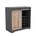 31 Inch Farmhouse Barn Door Bar Cabinet For Living Room, Dining Room Dark Grey Particle Board