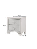 1Pc Modern Glam Style Crisp White Finish Two Drawer Nightstand Embossed Crocodile Pattern White Solid Wood