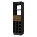 Black Wengue And Walnut 12 Bottle 2 Drawer 1 Shelf Bar Cabinet Black Particle Board