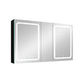 50X30 Inch Led Bathroom Medicine Cabinet Surface Mount Double Door Lighted Medicine Cabinet, Medicine Cabinets For Bathroom With Mirror Defogging, Dimmer Black Black Modern Aluminium