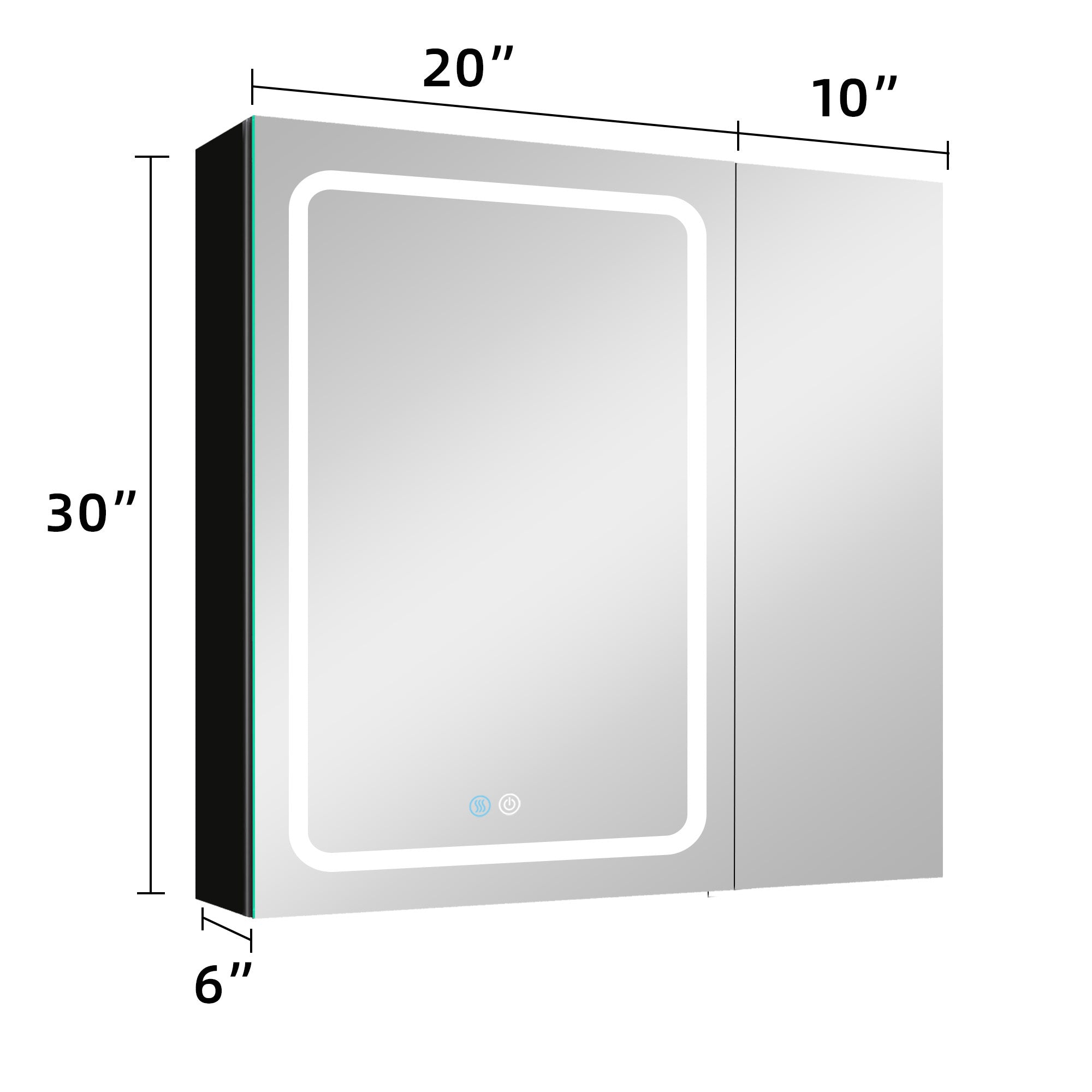 30x30 Inch LED Bathroom Medicine Cabinet Surface Mount black-modern-aluminium