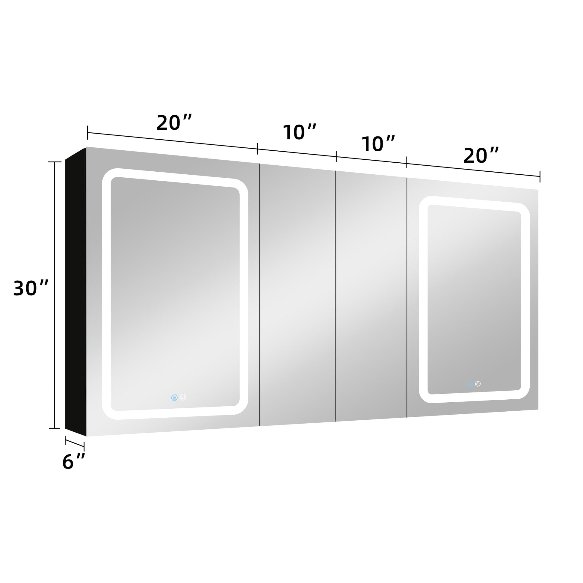 60X30 Inch Led Bathroom Medicine Cabinet Surface Mount Double Door Lighted Medicine Cabinet, Medicine Cabinets For Bathroom With Mirror Defogging, Dimmer Black Black Modern Aluminium