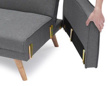 Variable Bed Sofa Living Room Folding Sofa Gray Foam Cotton 4 Seat