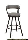 Gray Faux Leather Upholstered Metal Base Chairs Set Of 2Pc 360 Degree Swivel Bar Height Design Pub Chairs Casual Style Gray Bar Stools Metal