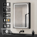 30X30 Inch Led Bathroom Medicine Cabinet Surface Mount Double Door Lighted Medicine Cabinet, Medicine Cabinets For Bathroom With Mirror Defogging Dimmer Black Black Modern Aluminium