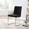 Dining Chairs, Velvet Upolstered Side Chair, Gold Metal Legs Set Of 2 Black Black Foam Metal