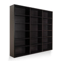 Wall Mounted Media Storage Unit, 15 Adjustable Shelves, Flushed Mounted In Espresso Brown Black Brown Particle Board