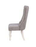 Florian Side Chair Set 2 , Gray Fabric & Antique White Finish Dn01683 Gray Fabric