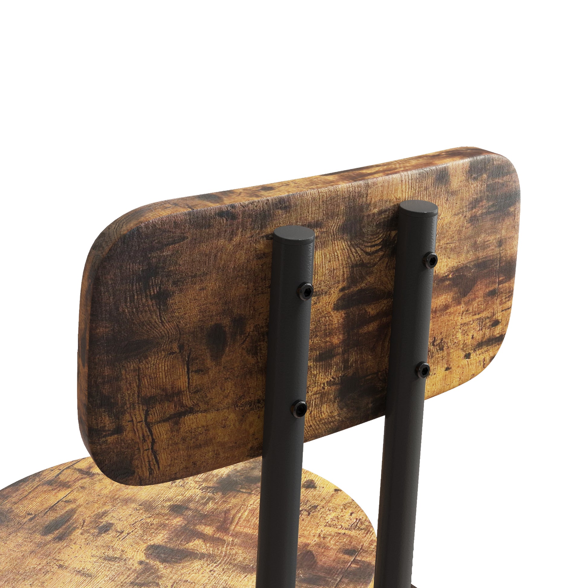 Bar Table, Equipped With 2 Bar Stoolswith Backrest And Partition Brown Mdf