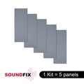 5 Pack Rectangular Acoustic Panels Silver Gray Kit Light Gray Polyester