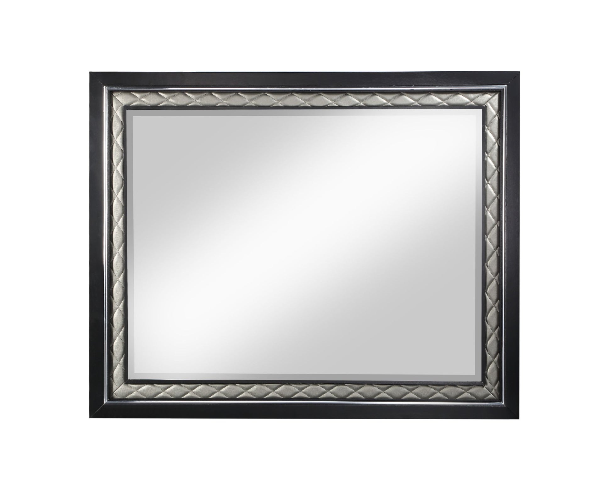 Nicola Mirror Silver Pu & Black Finish Bd01429 Black Pu