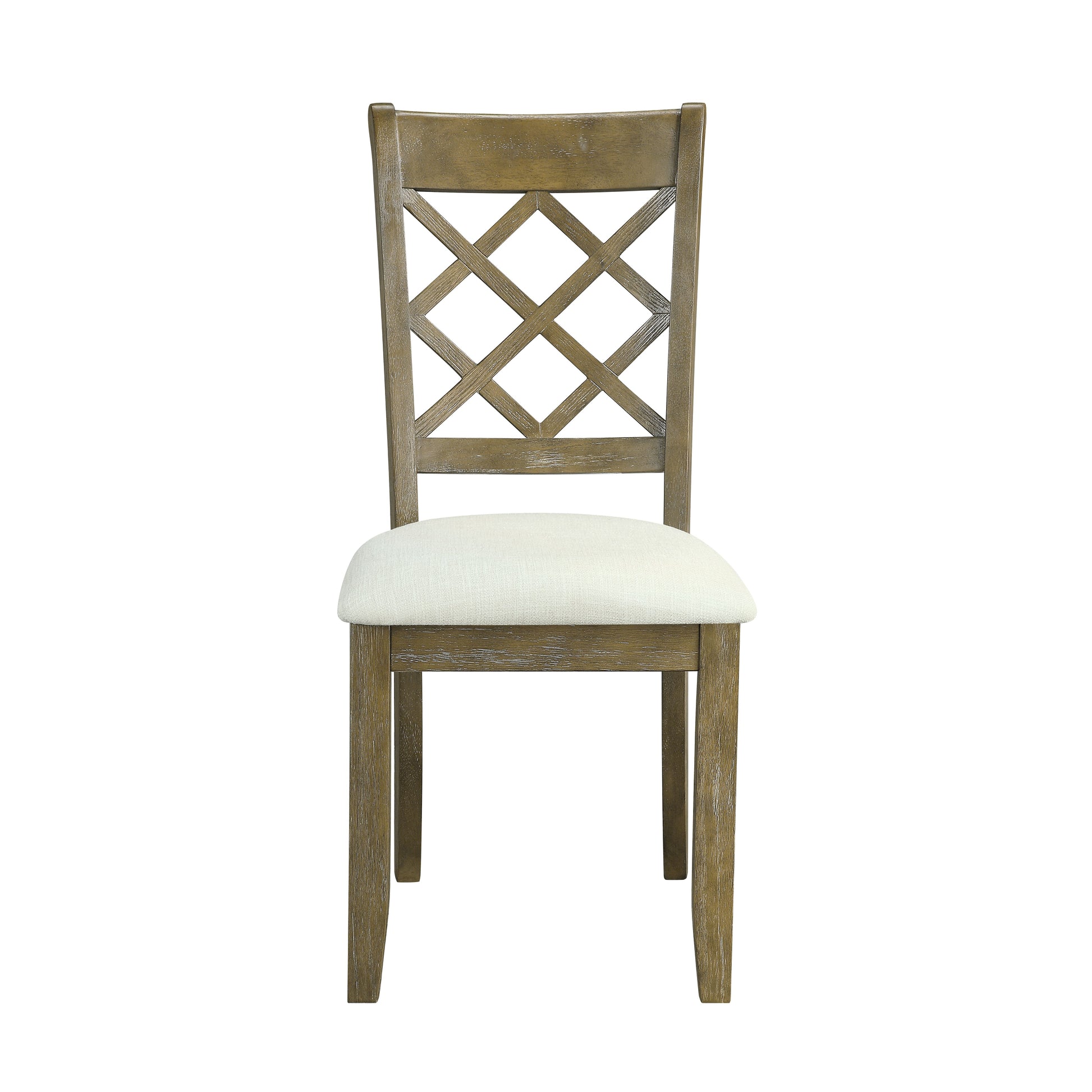 Karsen Side Chair Set 2 Beige Linen & Rustic Oak Finish Dn01450 Oak Solid Wood