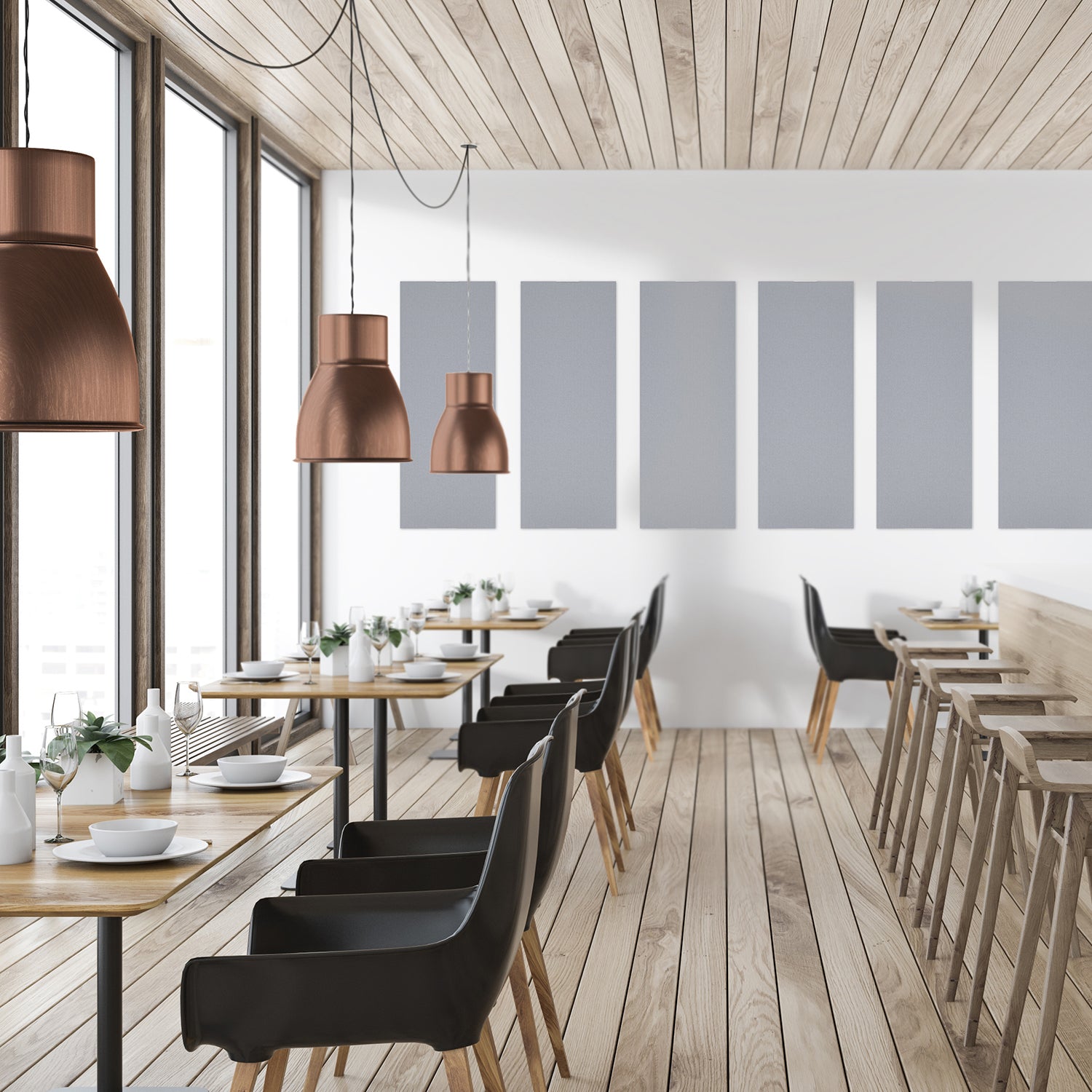 5 Pack Rectangular Acoustic Panels Silver Gray Kit Light Gray Polyester