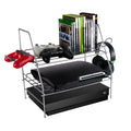 Wire Gaming Rack, Compact Profile, Holds Your Gaming Console And Accessories. Dark Gray Metal