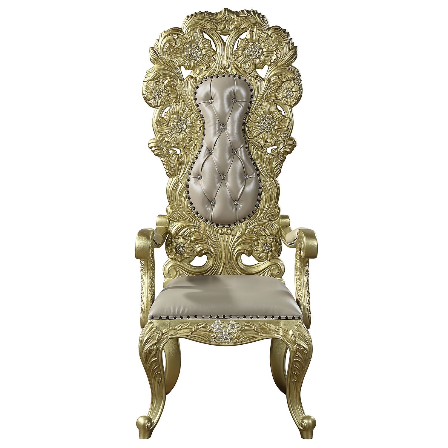 Cabriole Arm Chair Set 2 Gold Finish Dn01484 Gold Mdf