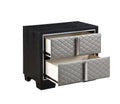 Nicola Nightstand Silver Pu & Black Finish Bd01428 Black Pu