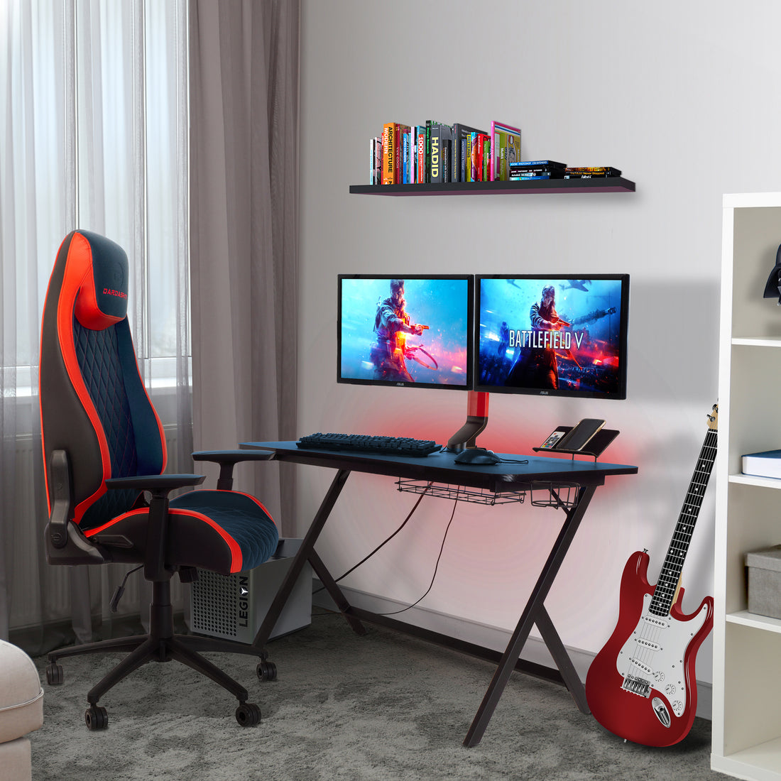 Desk Atlantic Gaming Fire Storm, Black Black Metal