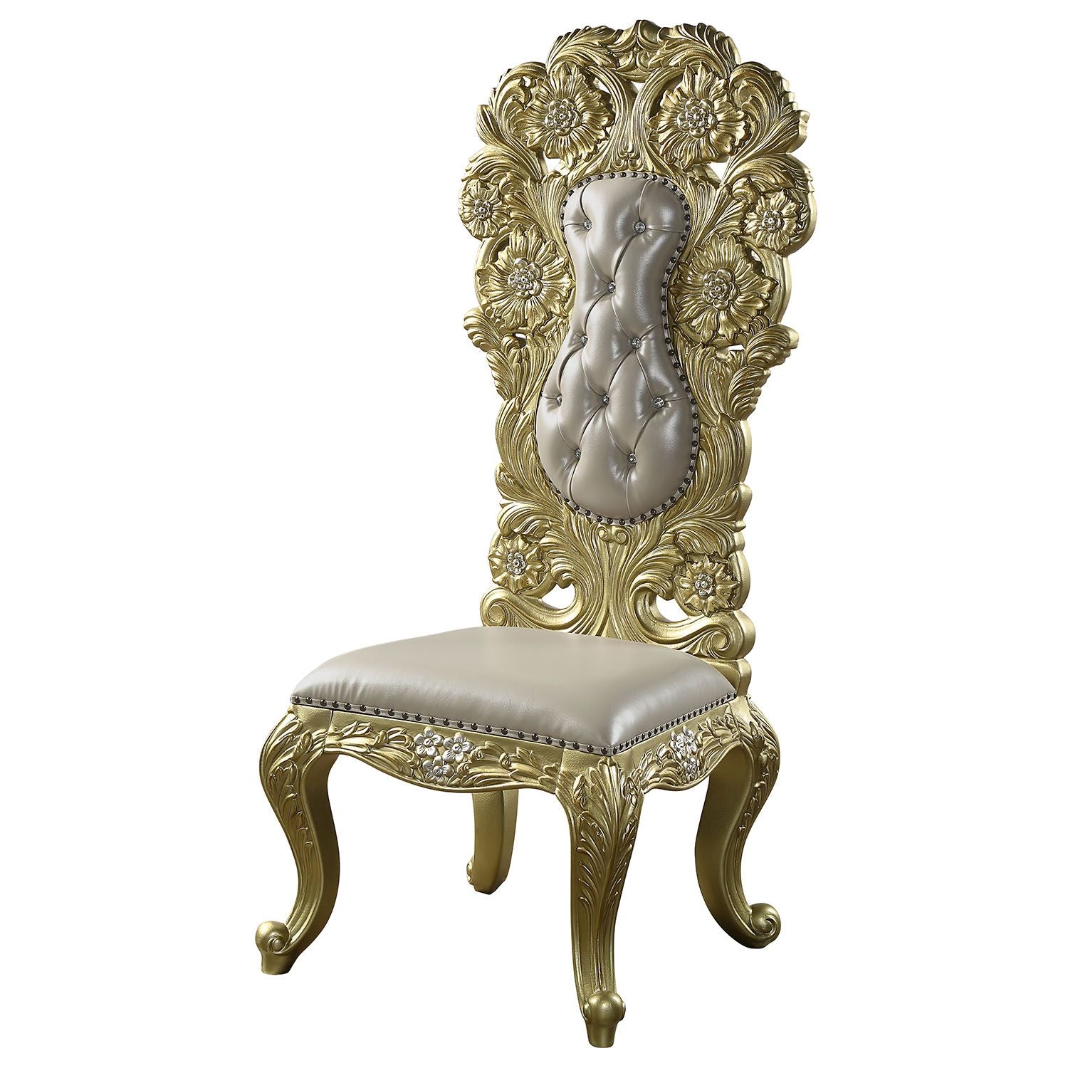 Cabriole Side Chair Set 2 Gold Finish Dn01483 Gold Mdf