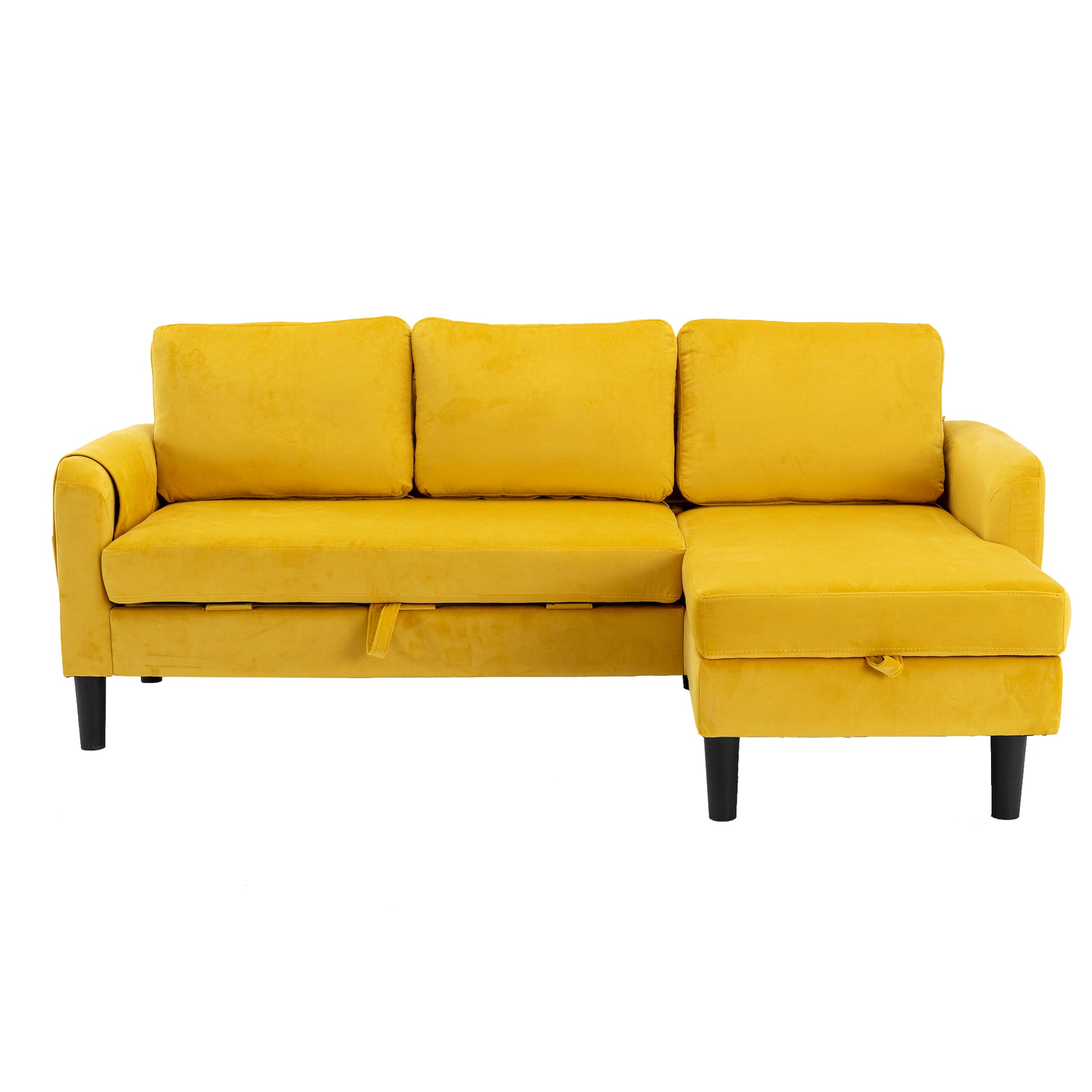 United We Win Sectional Sofa Reversible Sectional Sleeper Sectional Sofa With Storage Chaise Mustard Polyester